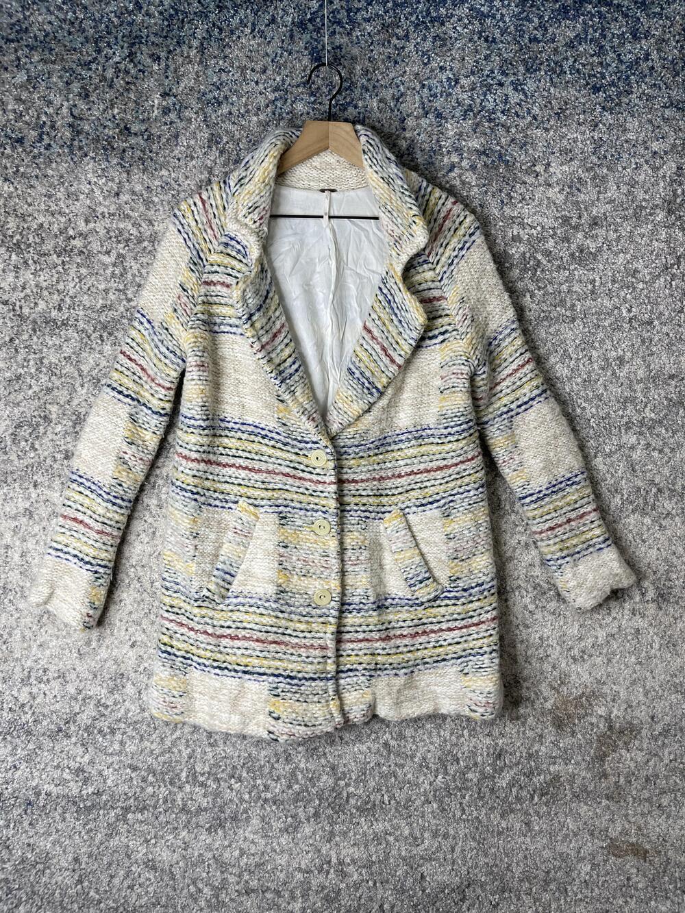 Free People Coat Womens XS Wool Alpaca Mohair Blend Button Up Jacket
